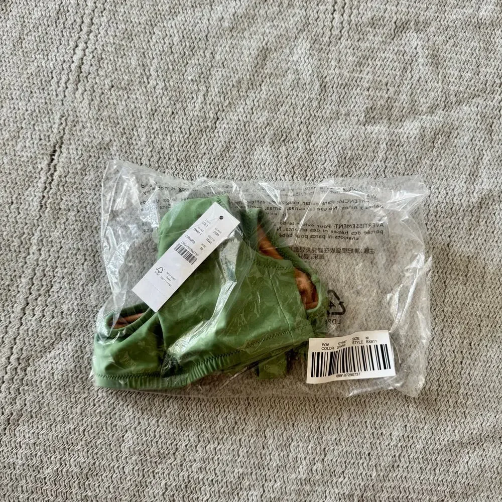 J. Crew Green Over the Shoulder Scoop Neck Heritage Bikini Top - Medium - NWT